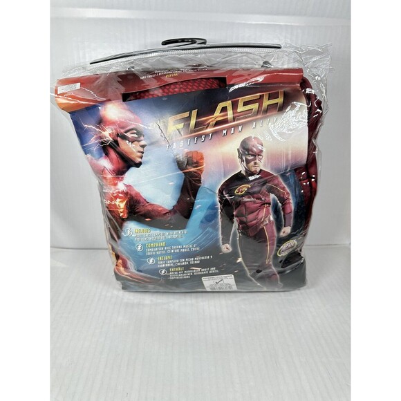 The Flash Adult Halloween Costume, Rubie's Men's Flash Deluxe Costume BRAND NEW - Picture 1 of 2